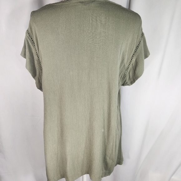 BUFFALO David Bitton Olive Green Gauze Cap Sleeve Top Size Large - Picture 5 of 11